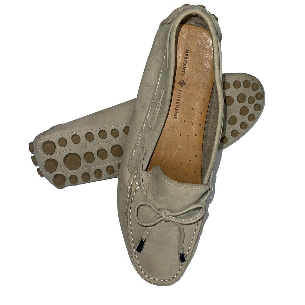 Mercanti Fiorentini MF-3200 Beige Slip On Moccasin Driving Loafer Shoes Sz 8.5 B